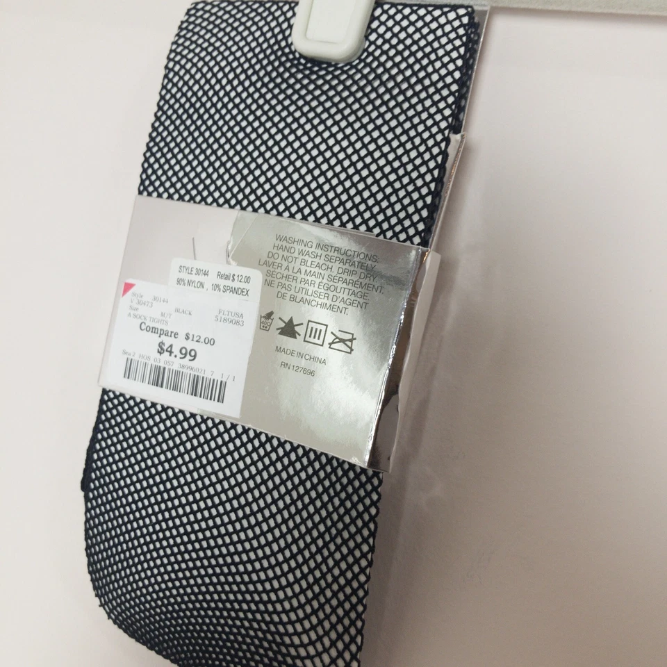 ¡¡NUEVO EN PAQUETE!! Ellen Tracy - Medias de red de nailon negras para mujer talla mediana M ¡Nuevas!! Foto 4 de 4