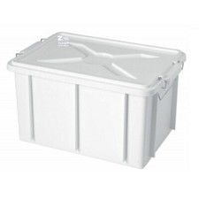 CASSETTA BOX CONTENITORE PLASTICA BIANCA ALIMENTARE CM 62X40X31 H CON COPERCHIO
