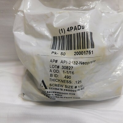 Accurate Products Neoprene Washers (Pkg of 50) Screw Size# 1/2 Thickness .125