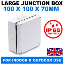 WHITE WATERPROOF JUNCTION BOX 100 X 100 X 70 IP65 PVC FOR USE WITH CONDUIT,TV