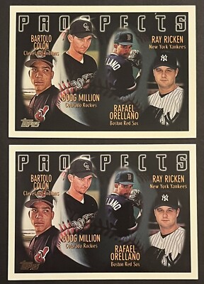 (2) 1996 TOPPS BARTOLO COLON ROOKIE RC #428 PROSPECTS RICKEN MILLION YANKEES 3