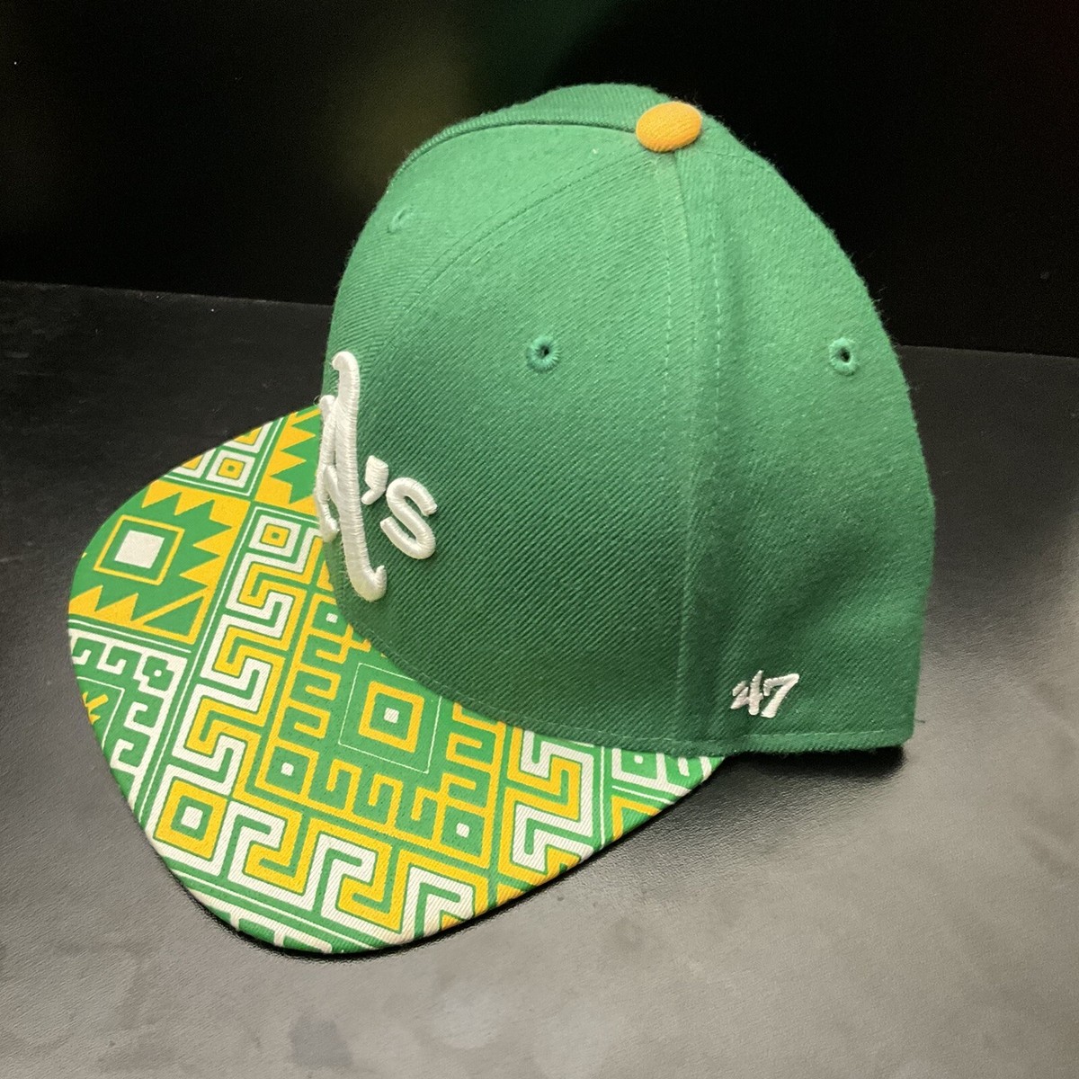 47 Brand Oakland Athletics A's MLB Green Yellow Fitted 7 5/8 Hat