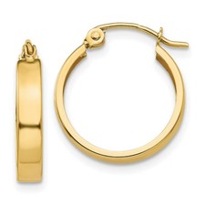 Real 14kt Yellow Gold Polished 3mm Hoop Earrings