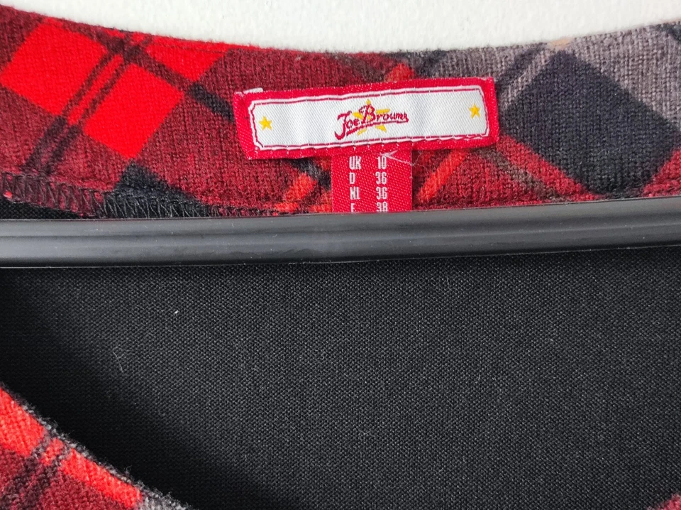 Joe Browns Red Tartan Checked Knit Tunic Jumper Dress Long Jumper Size UK 10 - Image 4 of 4