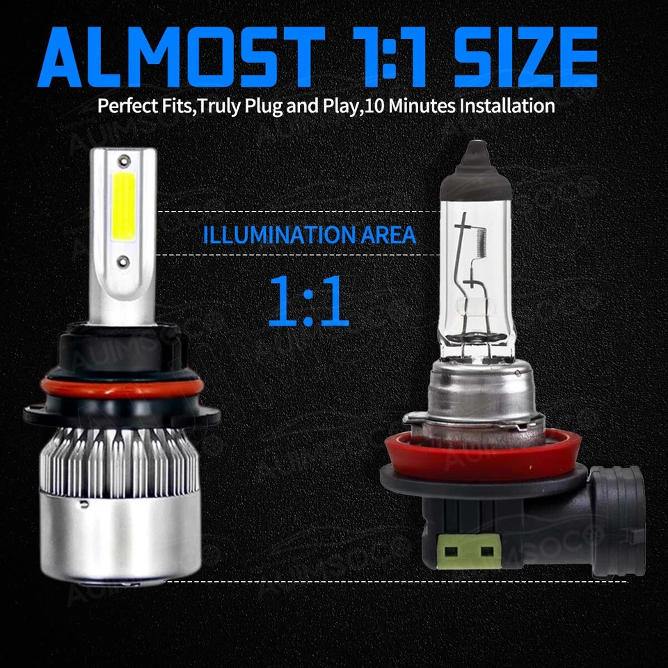 适用于道奇 Ram 3500 2003 - 2005 6000K LED 车头灯灯泡高低光束+雾灯 — 第 4/4 张图片