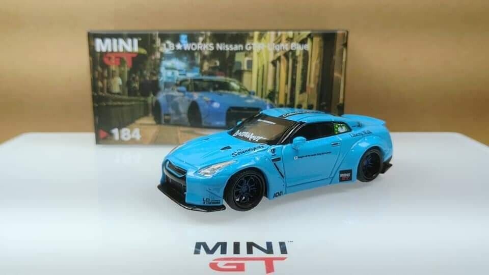 MINI GT LB*WORKS Nissan GT-R R35 Light Blue #184 Macau MINI GT LB*WORKS Nissan GT-R R35 Light Blue #184 Macau