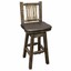 montana log wood barstool with back and swivel mwhcbswsnrslsadd24