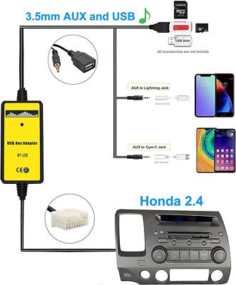 AUX Input Interface CD Changer USB Cable for Toyota 5+7 Pin Camry