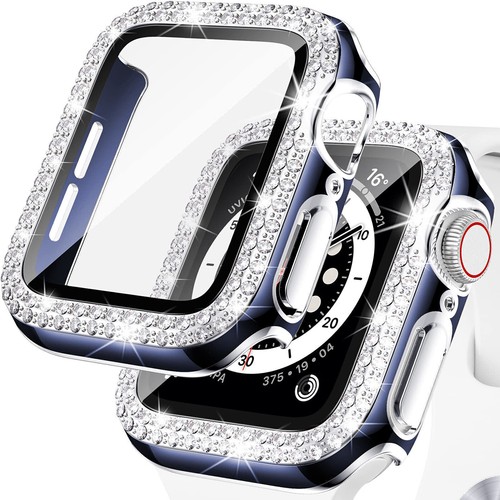 Für Apple Watch Ultra 49mm 9-1 SE 40/41/45mm Leder+ Metall Armband + Bling Hülle - Bild 30 von 73
