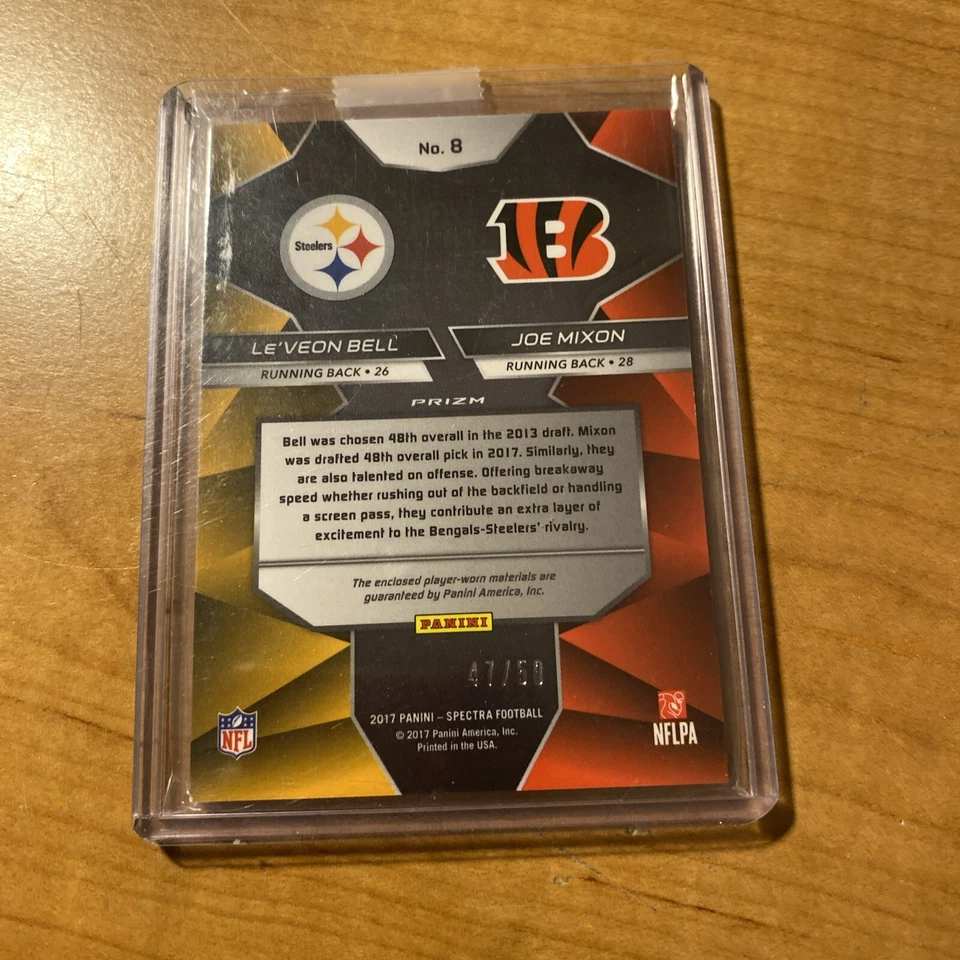 2017 Panini Spectra prizm Rivals Dual Joe Mixon Le’Veon Bell 47/50 Bengals - Image 2 of 2