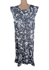 Loft Flutter Sleeve Ruffle Blue Floral Midi Dress Button Front 18 Cottagecore