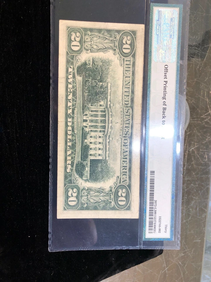 1977 $20 FRN ERROR Offset Printing Back To Front San Francisco PMG30 Very Fine - Image 4 of 4