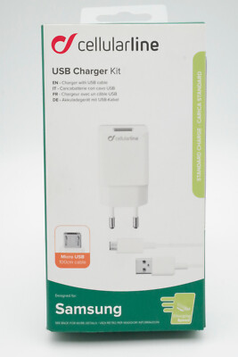 Cellularline USB Charger 5W Ladegerät Kit + 1m Micro USB Daten Ladekabel weiß