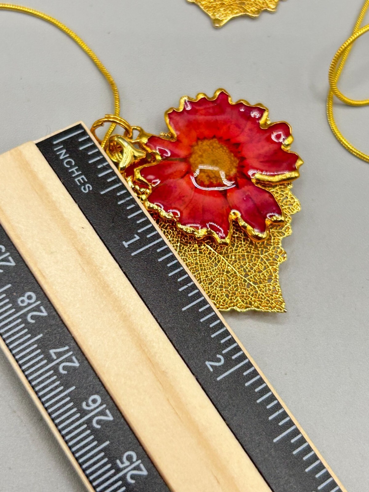 Gold Plated Dipped Leaf Necklace & Earrings Set W… - image 7