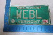 Vermont License Plate Tag 1990 90 VT Vanity WE BL Initials Monogram Name WEBL #3