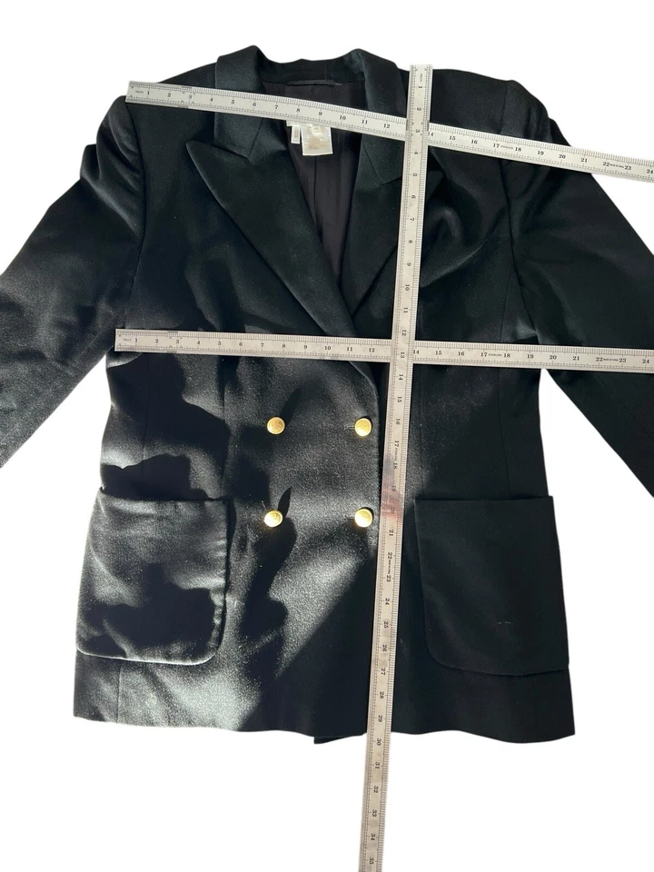Abrigo Blazer Piacenza Escada Vintage Negro Lapin Lana Conejo Dorado Hardwar Talla 42 Foto 4 de 4