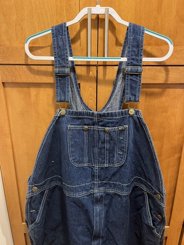 Vintage Key Blue Denim Jean Overalls Size 50x30 100% Cotton EUC - Picture 2 of 6