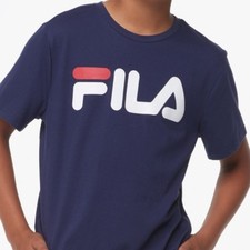 Boys T-Shirt-FILA sport wear-Athletic -Casual Active -LOGO Navy-100 Cotton.NWT.