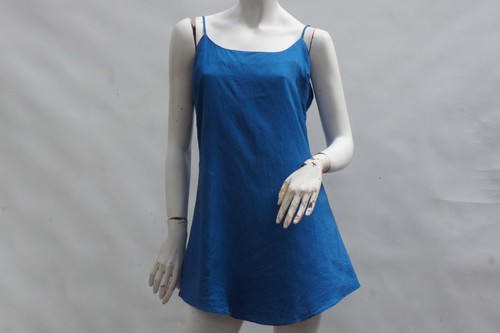 Vintage 90s-Y2k Blue Silk Slip Dress Nightgown By Corinna Fashions Babydoll Negl - Picture 2 of 7