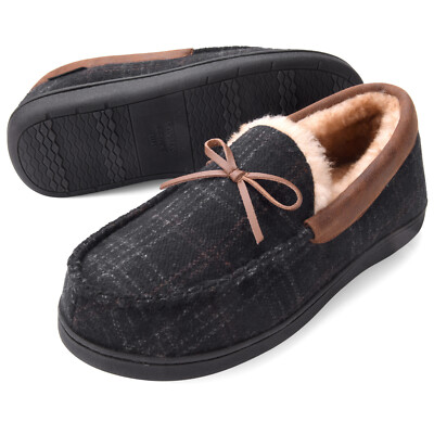 Mens Cozy Warm Faux Fur Moccasin Slippers Memory Foam House  display picture 3