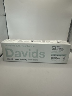 Davids Hydroxi Fluoride Free Nano Hydroxyapatite Toothpaste 4oz - NEW - Sealed