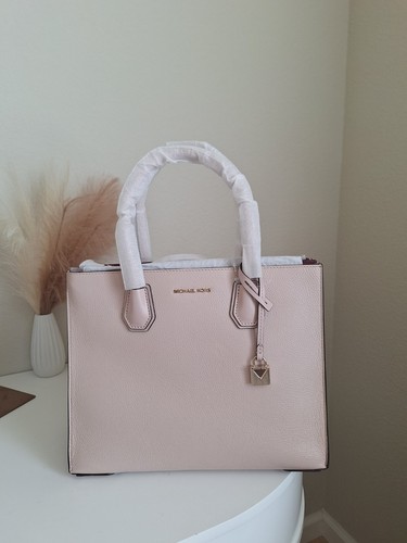 Neu Michael Kors Mercer Akkordeon große dreifarbige Beuteltasche aus genarbtem Leder - Bild 3 von 10
