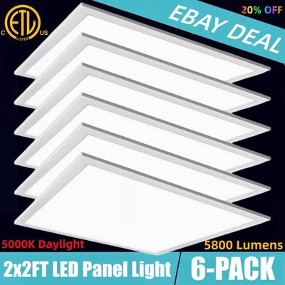 6 Pieces 2x2FT LED Panel Light,Dimmable Drop Ceiling Light Fixture, 5000K White