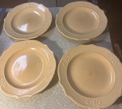 Home Trends Natural Elements Dinner Plates. (4) Stoneware 10-3/4  Yellowish Look