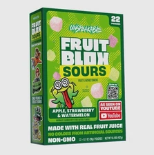 22 PACKS! NEW! FRUITBLOX SOURS UNSPEAKABLE APPLE STRAWBERRY WATERMELON,FREE SHIP