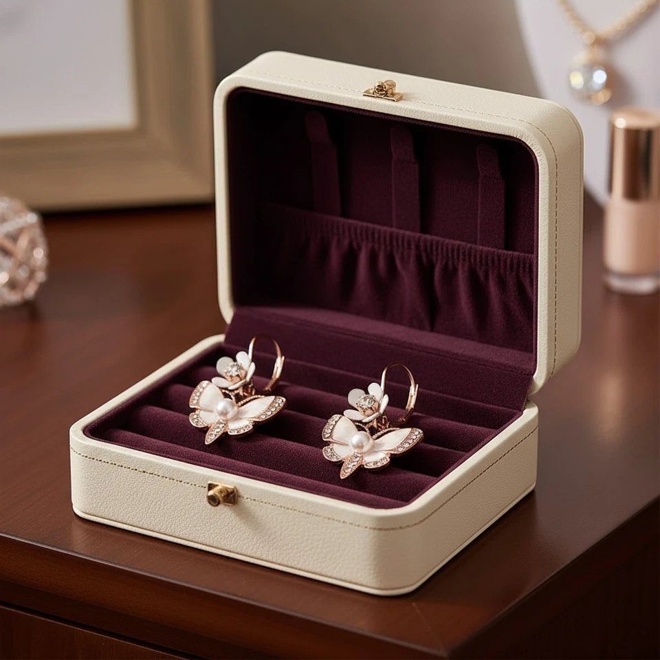 Pendientes colgantes Betsey Johnson oro rosa mariposa regalo perfecto para ella Foto 4 de 4