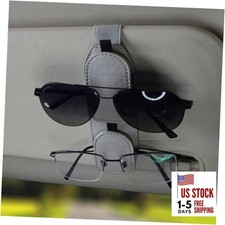 Sunglasses Holders for Car Visor - Magnetic Artificial Leather Sunglasses Grey