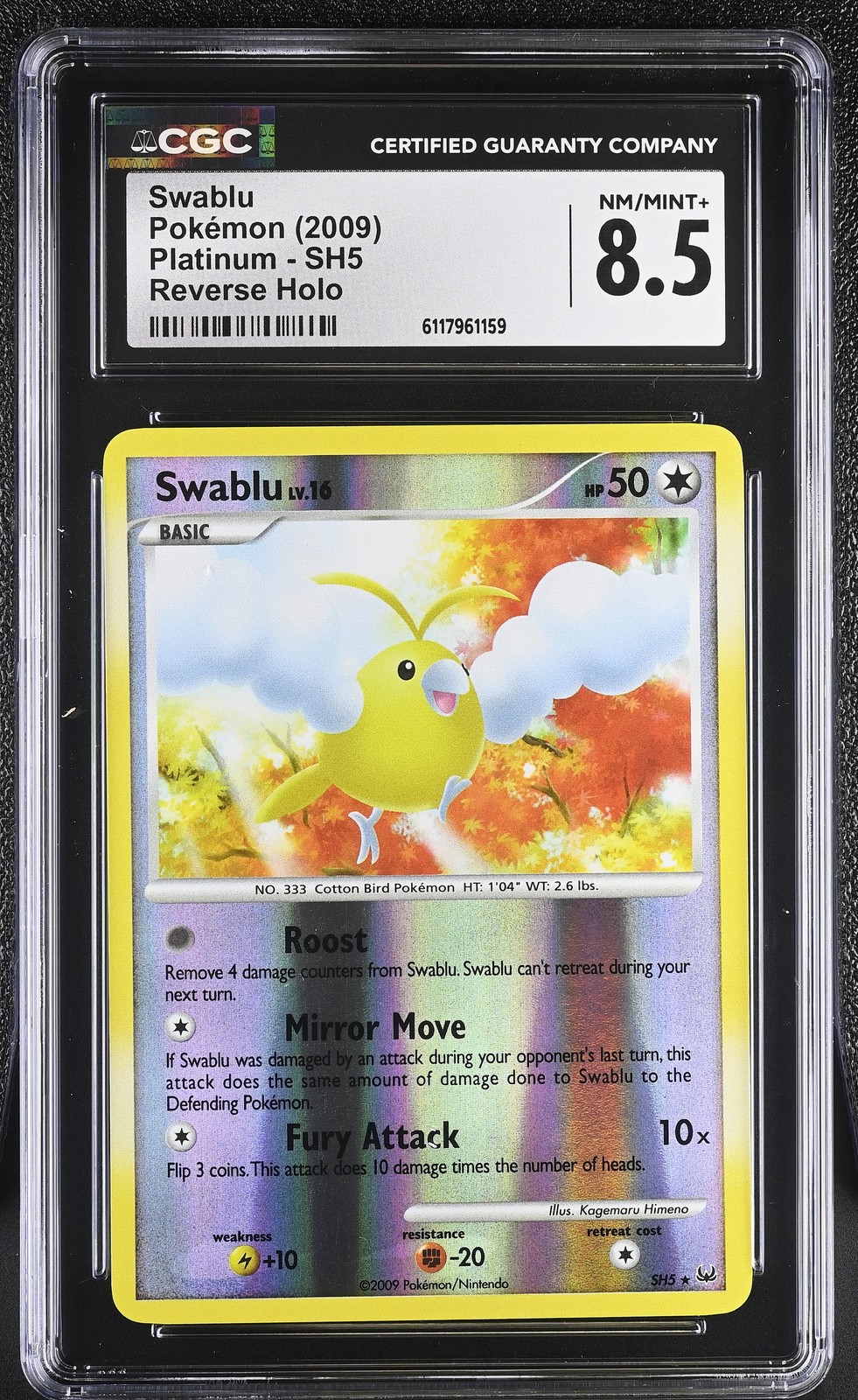 CGC 8.5 Swablu 2009 Platinum SH5 Reverse Holo Pokemon Card