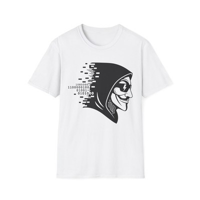 Glitch Hacker Mask T-Shirt | Cyberpunk Binary Design