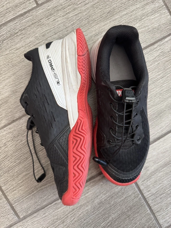 Wilson Junior RushPro Tennis Shoes Black /White/Red Sz 1.5 Quicklace Feature - Image 4 of 4