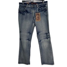 U-51 Women's Size 16 Blue Wash Denim Jeans Distressed Embellished Angel Pockets