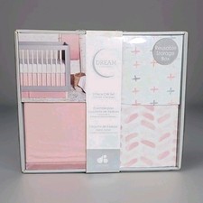 Just Born Newborn Baby Nursery 2 Fitted Crib Sheets Bedding Skirt 3-Piece Pink