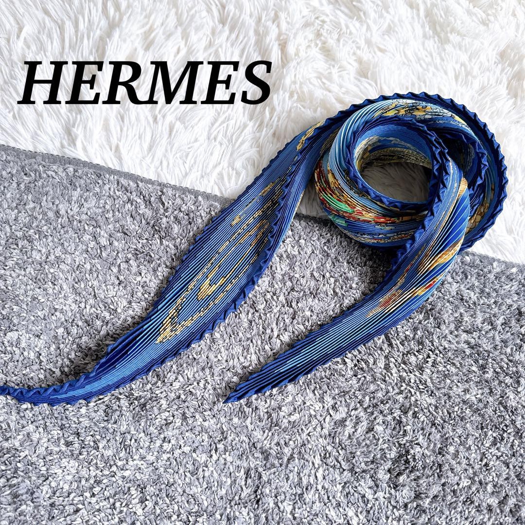 Hermes Pleated Diamond Silk Scarf Carre m1_0708