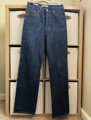 Levi s Ribcage Full Length Jeans Women s W26 High Rise Straight Dark Wash