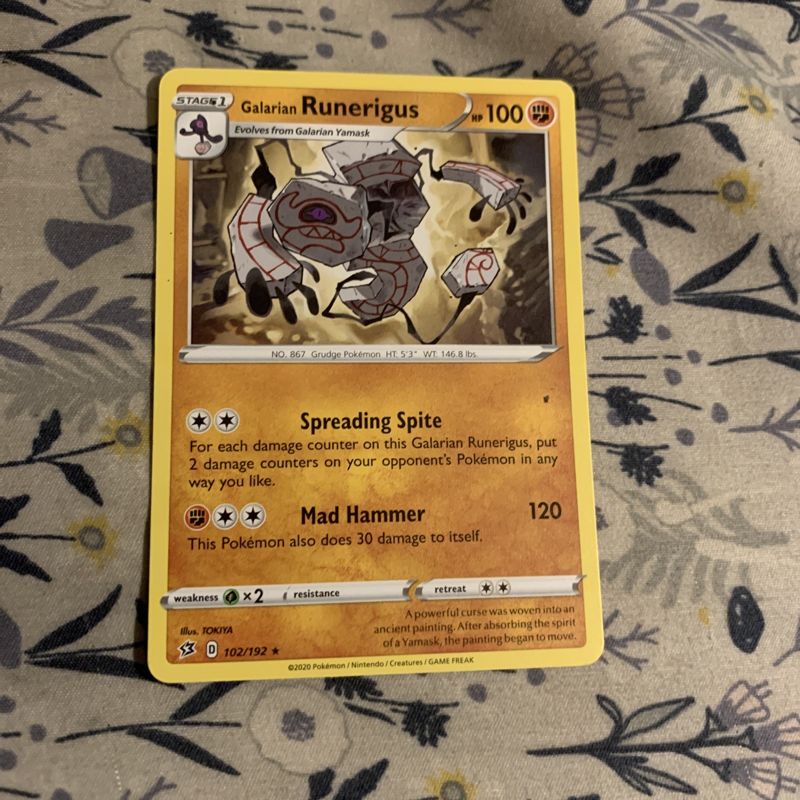 Galarian Runerigus 102/192 Swsh02: Rebel Clash Regular Rare