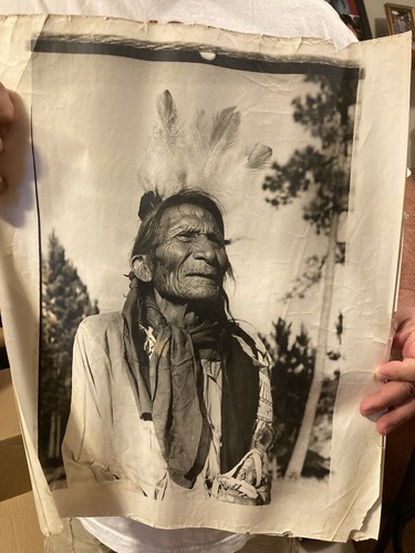 Vintage Little Warrior 1948 Photographic Print Black and White Native American