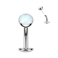 Titanium Threadless Floating Convex Base Opal Ball Navel Belly Ring