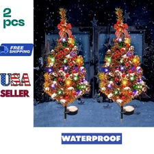 2PCS Solar Christmas Tree Lights – Waterproof Outdoor Xmas Tree Decorations
