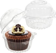 100 Pack Plastic Cupcake Containers with Dome Lids, Disposable Individual