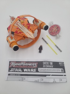 Hasbro Star Wars Transformers Saesee Tiin to Jedi Starfighter used complete