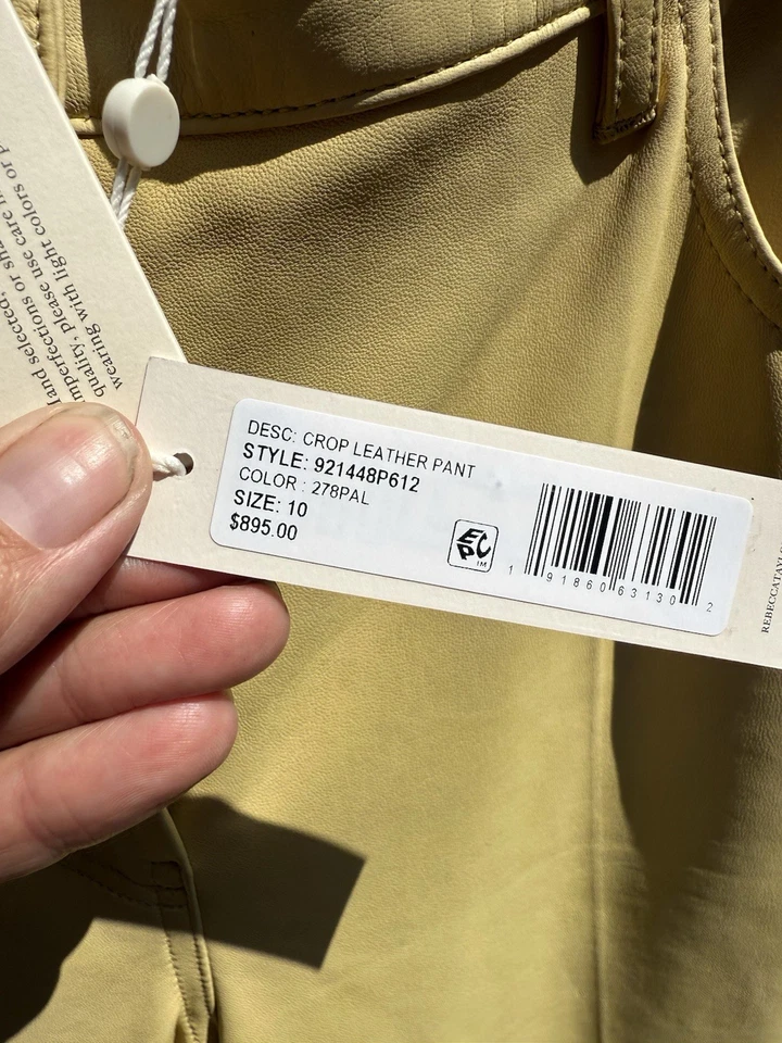 Pantalones cortos de cuero de cordero Rebecca Taylor en amarillo palomino talla 8 primavera $895 Foto 4 de 4