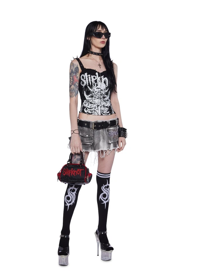 BOLSO BOWLER RARO Estrás Slipknot Collab charol NUEVO CON ETIQUETAS Foto 4 de 4