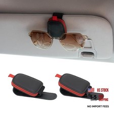 Sunglass Holder for Car, Magnetic Leather Sunglasses Holder and RedBlack