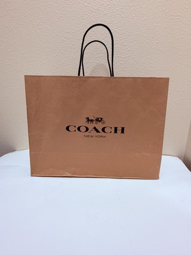 Coach Brown Shopping Gift Bag With Black Handles    16" x 12" x 6" Fast Shipping