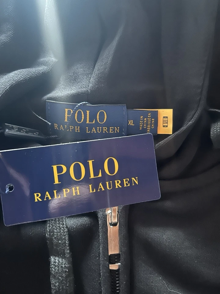 Polo Ralph Lauren Sweat à capuche zippé noir homme XL logo rouge - Photo 3/4