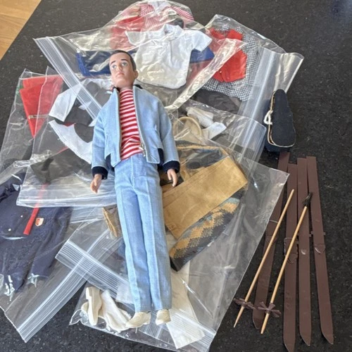 Ken Fashion Doll Brown Straight Hair Blue Eyes Outfits Accessories Plastic Lot